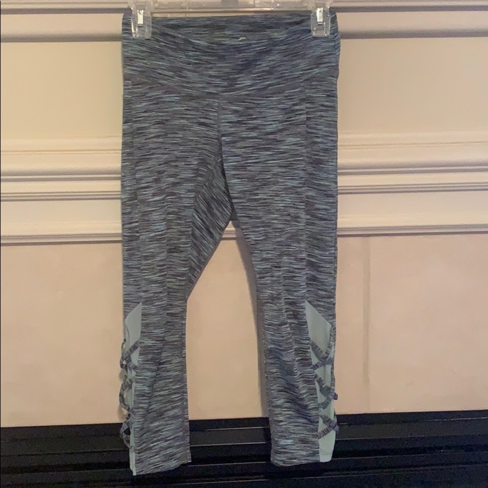 Blue and black striped yoga pants